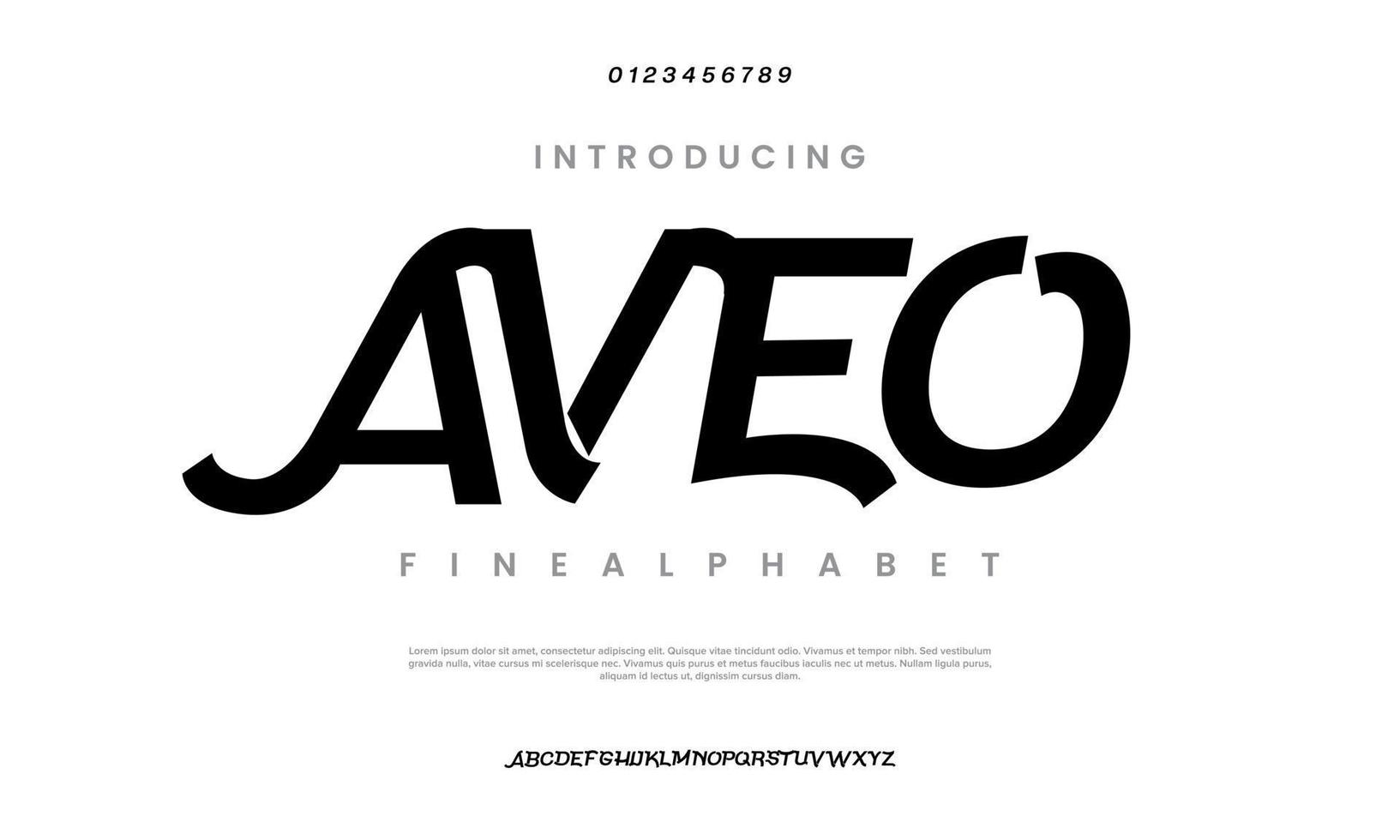 aveo abstrakt minimal modern alfabet teckensnitt. typografi teknologi vektor illustration