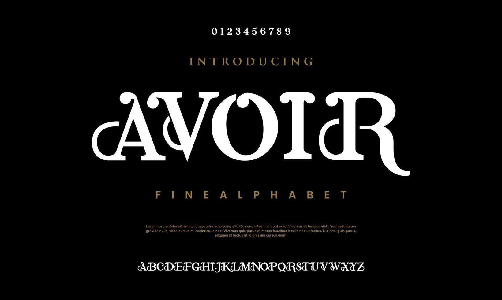 avoir abstrakt mode font alfabet. minimal modern urban typsnitt för logotyp, varumärke etc. typografi typsnitt versal små bokstäver och siffra. vektor illustration