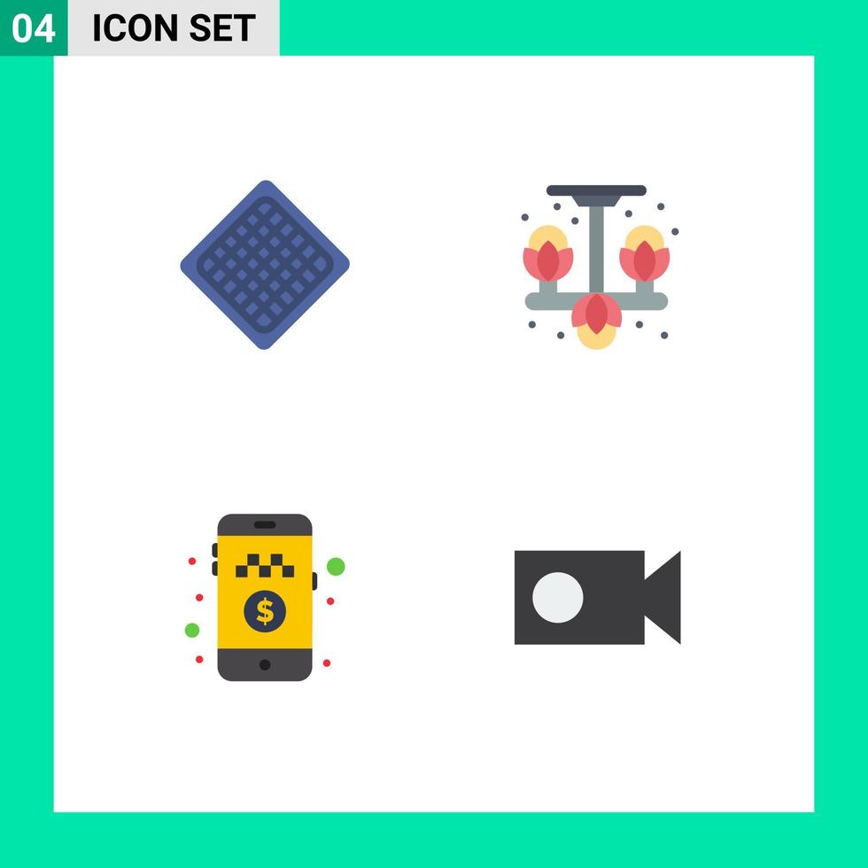 uppsättning av 4 modern ui ikoner symboler tecken för snabb betala kontanter våffla kläder rida redigerbar vektor design element