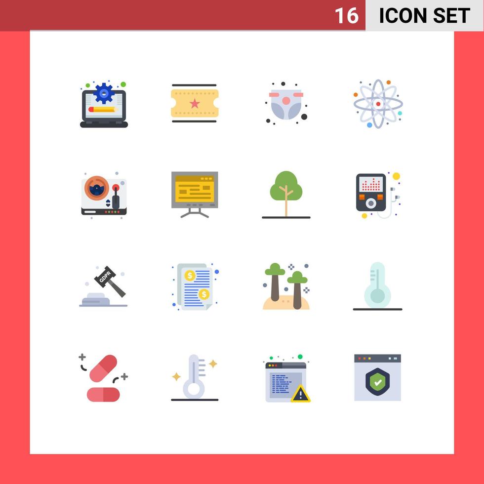 16 universell platt färger uppsättning för webb och mobil tillämpningar hjul laboratorium bebis trosa utbildning atom redigerbar packa av kreativ vektor design element