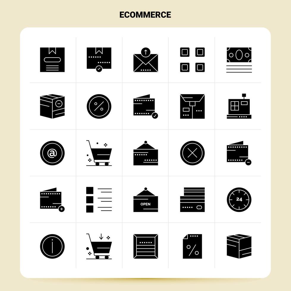 solide 25 E-Commerce-Icon-Set Vektor-Glyphen-Stil Design schwarze Icons Set Web- und Mobile-Business-Ideen-Design-Vektor-Illustration vektor