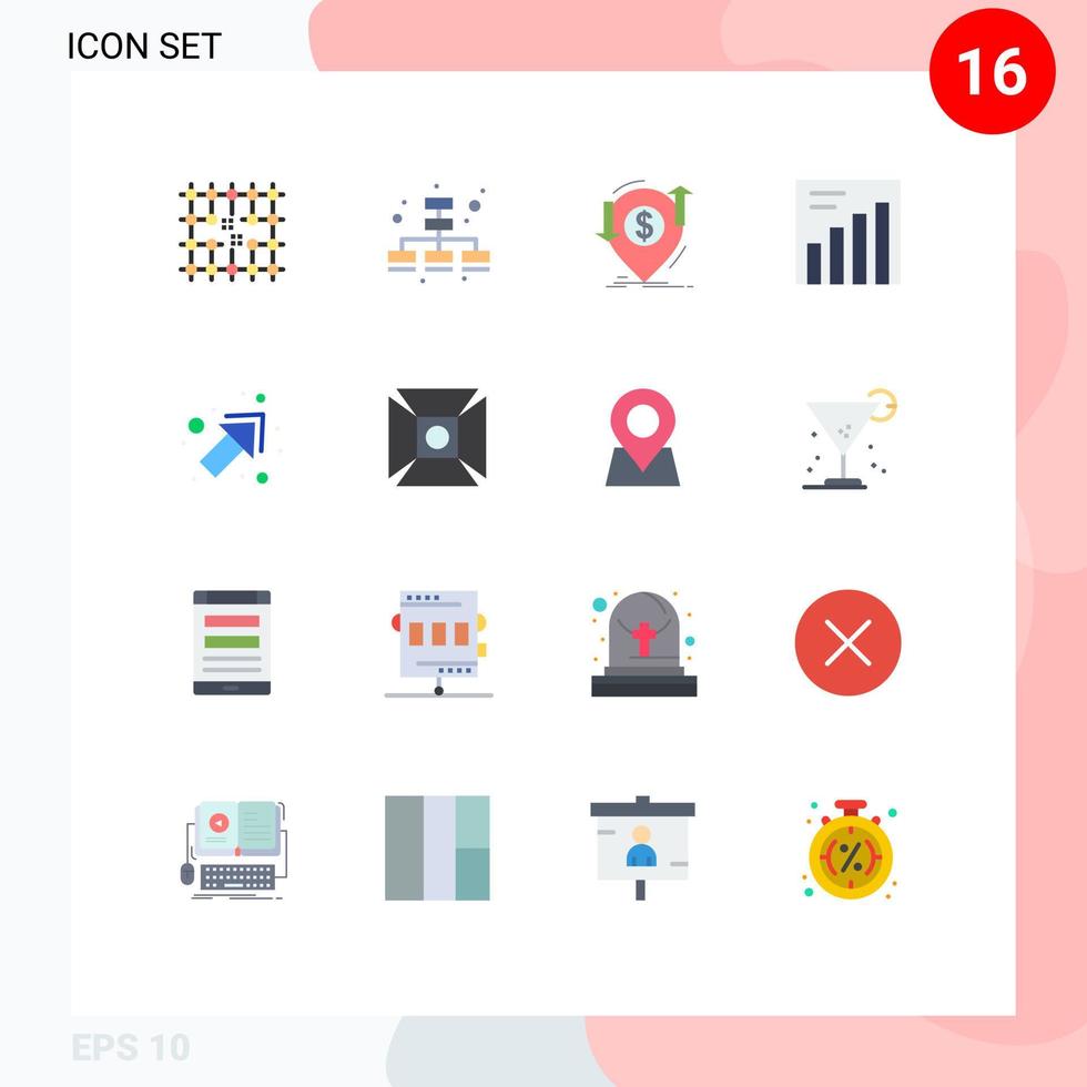 grupp av 16 modern platt färger uppsättning för rätt pil transaktion Graf överföra redigerbar packa av kreativ vektor design element