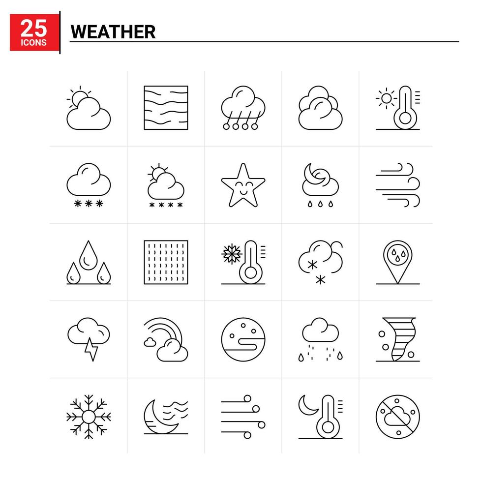 25 väder ikon uppsättning vektor bakgrund