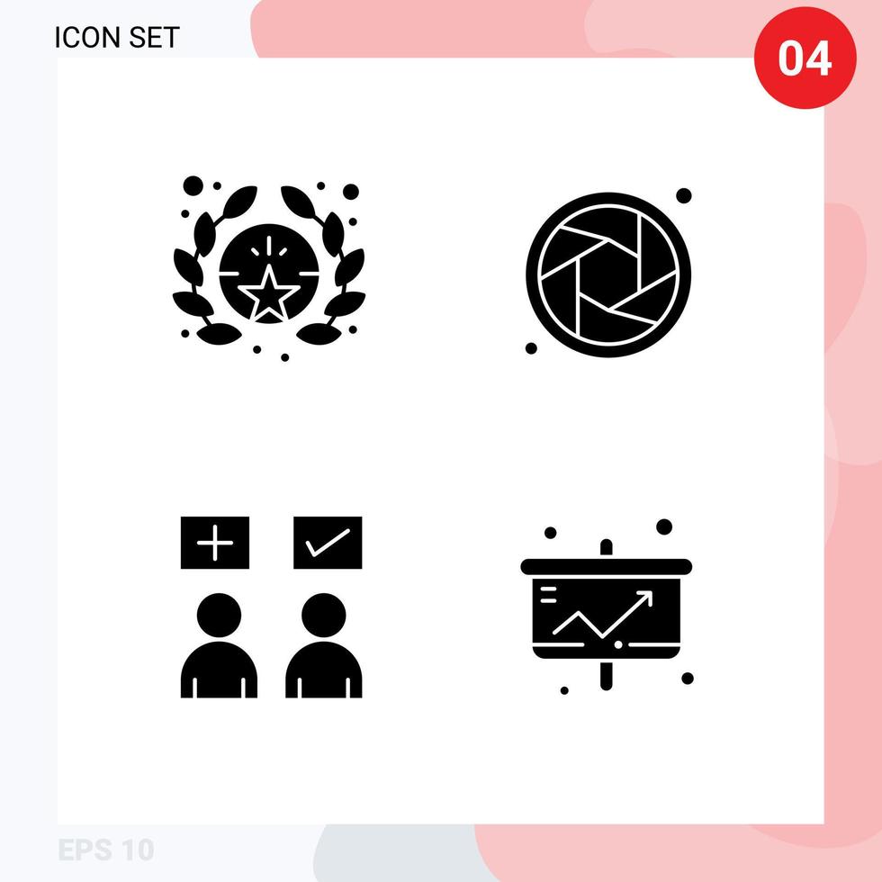 thematische Vektor-Solid-Glyphen und editierbare Symbole von Award-Tick-Kamera-Antworten editierbare Vektor-Design-Elemente für Unternehmen vektor