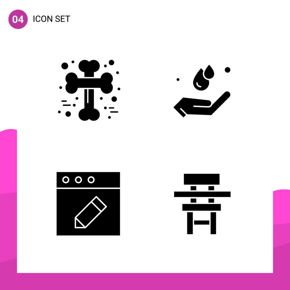 Glyphen-Icon-Set-Paket mit 4 soliden Icons isoliert auf weißem Hintergrund für reaktionsfähige Website-Design-Druck- und mobile Anwendungen vektor