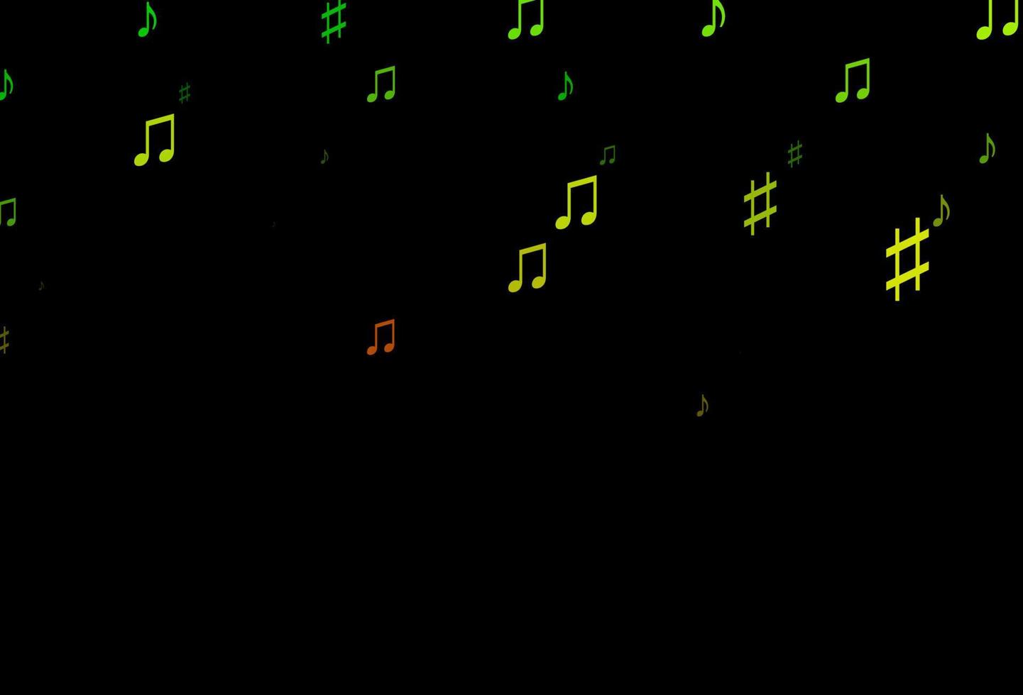 mörkgrönt, rött vektormönster med musikelement. vektor