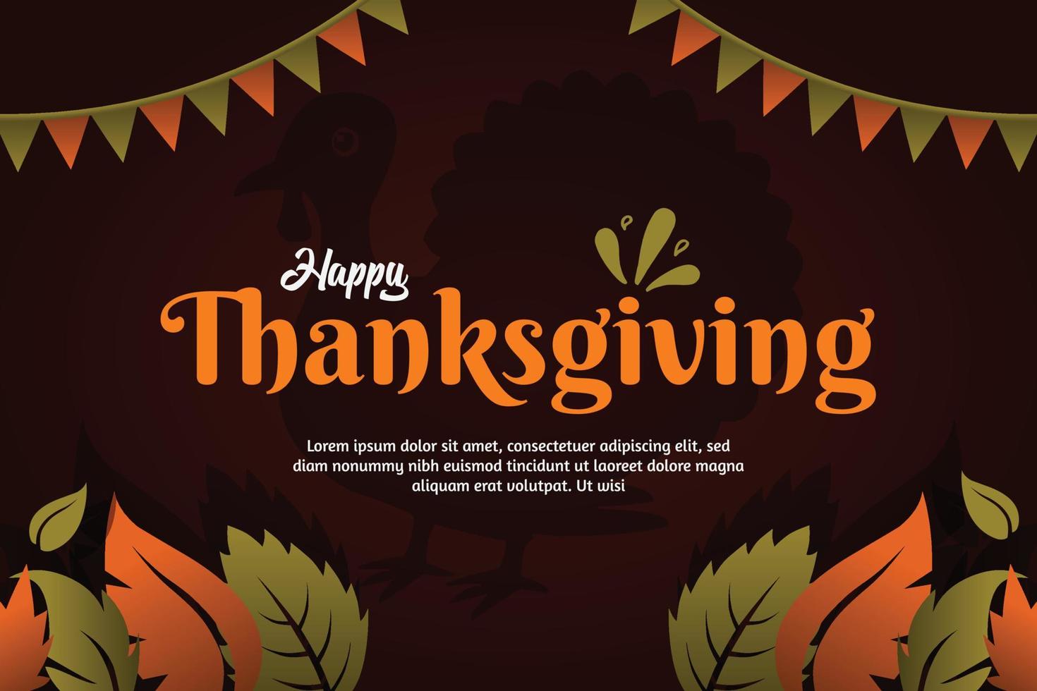 Happy Thanksgiving Banner mit Herbstlaub Hintergrund. vektor