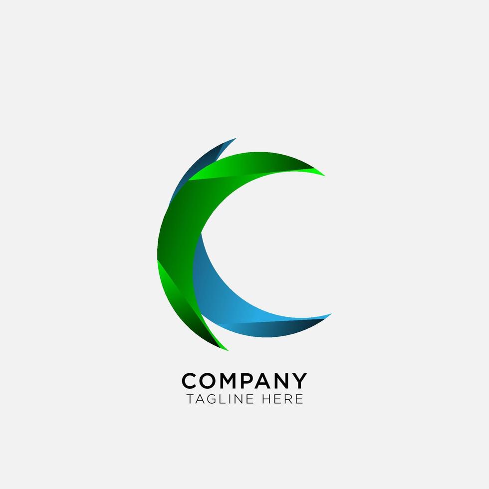 c-Buchstaben-Logo-Vorlage mit Verlaufsfarben und Kreisausschnitt vektor