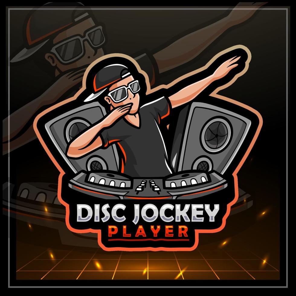 Discjockey-Maskottchen. E-Sport-Logo-Design vektor