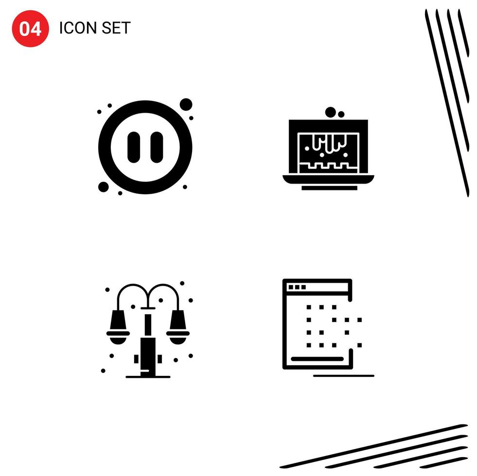 uppsättning av 4 modern ui ikoner symboler tecken för audio stad video Kafé ljus redigerbar vektor design element