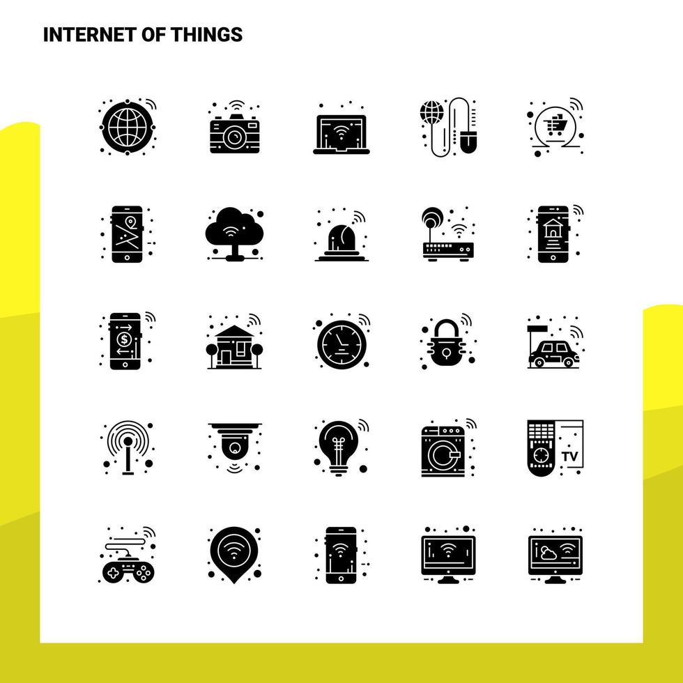 25 Symbolsatz für das Internet der Dinge Solide Glyphen-Symbolvektor-Illustrationsvorlage für Web- und mobile Ideen für Unternehmen vektor