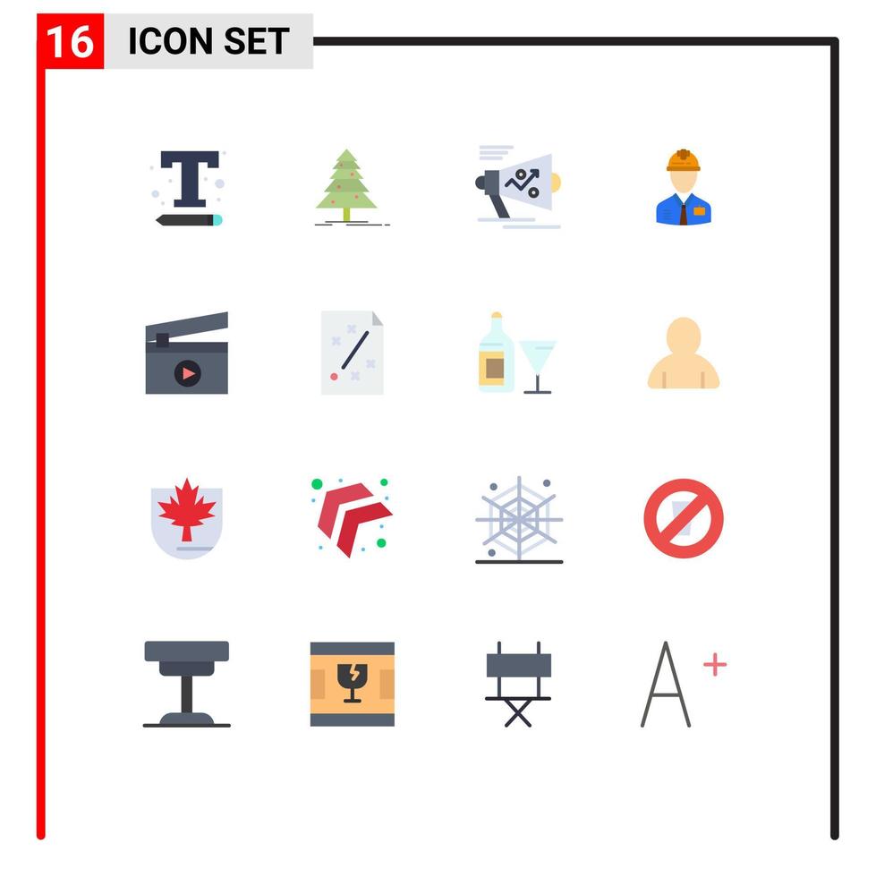 Stock Vector Icon Pack mit 16 Linienzeichen und Symbolen für die Konstrukteursindustrie x mas Worker Strategy editierbares Paket kreativer Vektordesign-Elemente