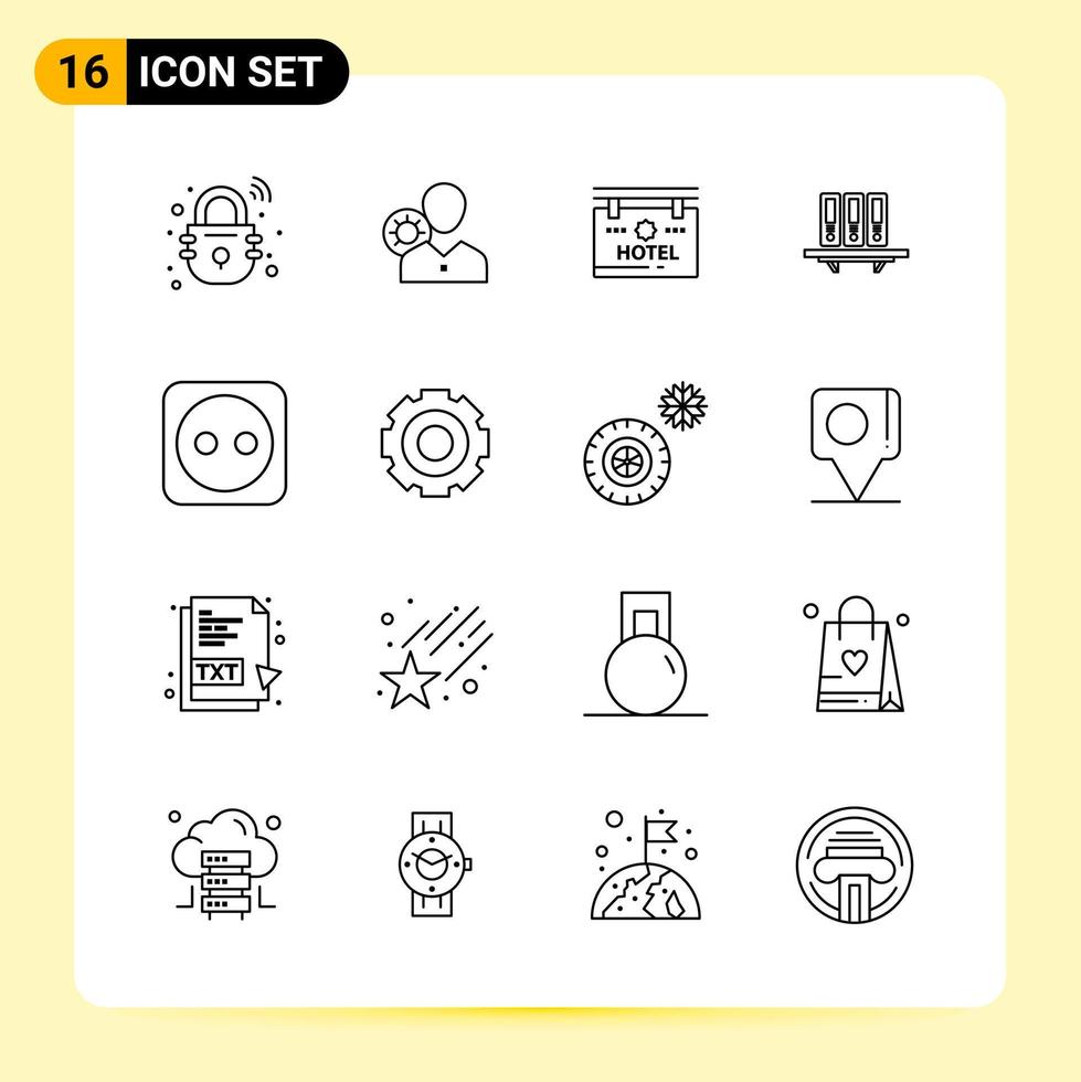 16 kreative Symbole für modernes Website-Design und ansprechende mobile Apps 16 Gliederungssymbole Zeichen auf weißem Hintergrund 16 Symbolpaket kreativer schwarzer Symbolvektorhintergrund vektor