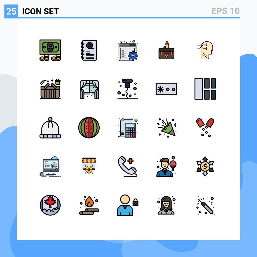användare gränssnitt packa av 25 grundläggande fylld linje platt färger av mental chang marknadsföring redskap dokument företag redigerbar vektor design element