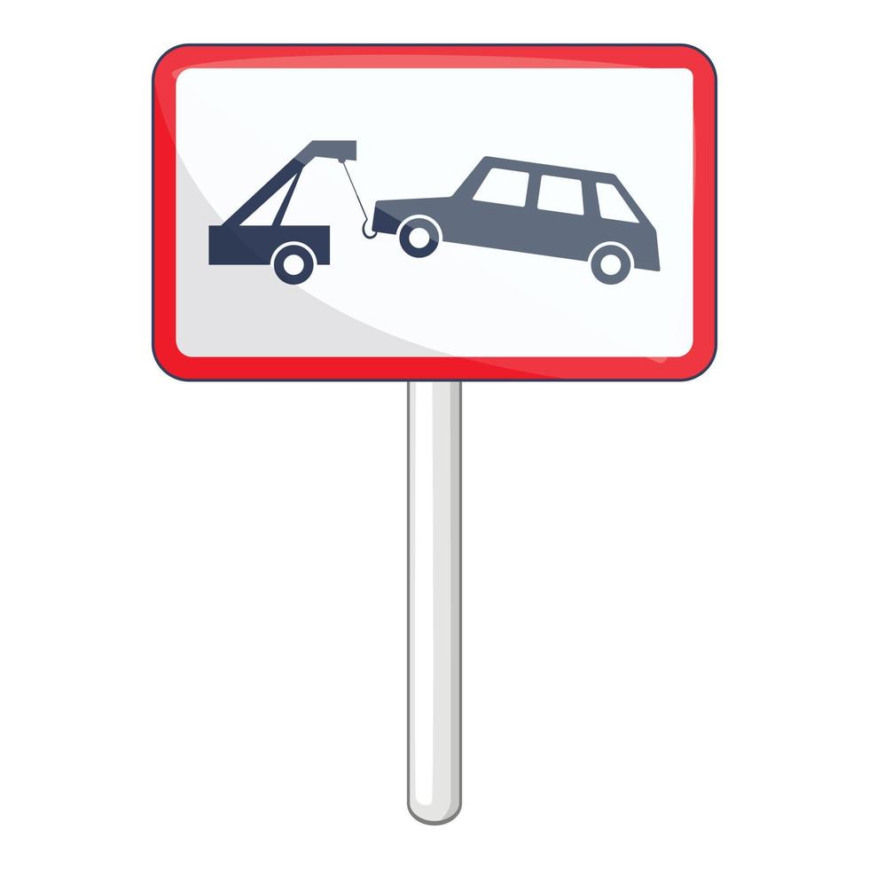 Abschleppen kein Parkplatz-Schild-Symbol, Cartoon-Stil vektor