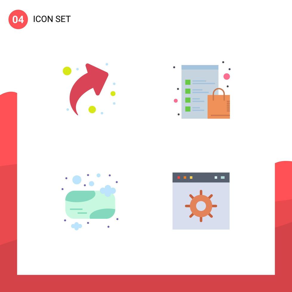 4 kreativ ikoner modern tecken och symboler av pil bad tvål rätt lista rena redigerbar vektor design element