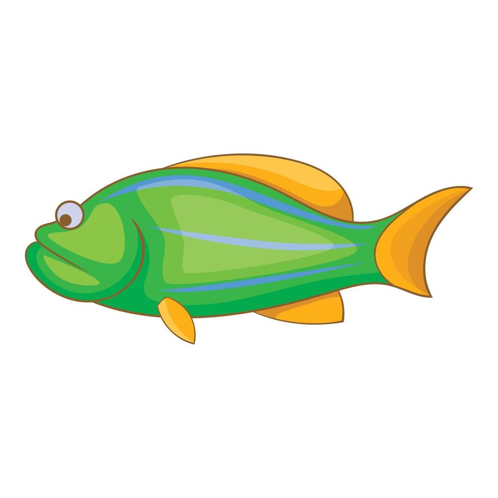 grünes Fischsymbol, Cartoon-Stil vektor