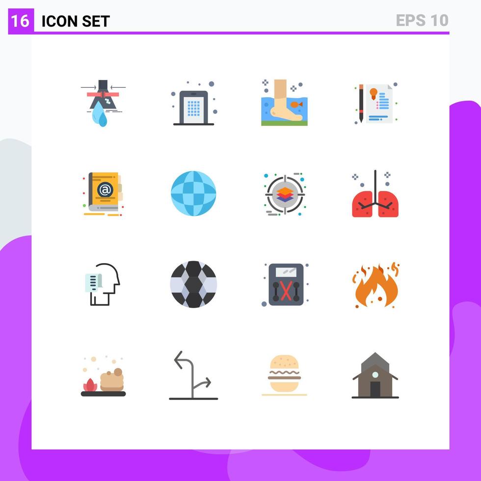 piktogram uppsättning av 16 enkel platt färger av tecken certifikat stift wellness spa redigerbar packa av kreativ vektor design element