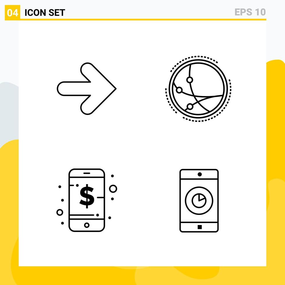 samling av 4 universell linje ikoner ikon uppsättning för webb och mobil kreativ svart ikon vektor bakgrund