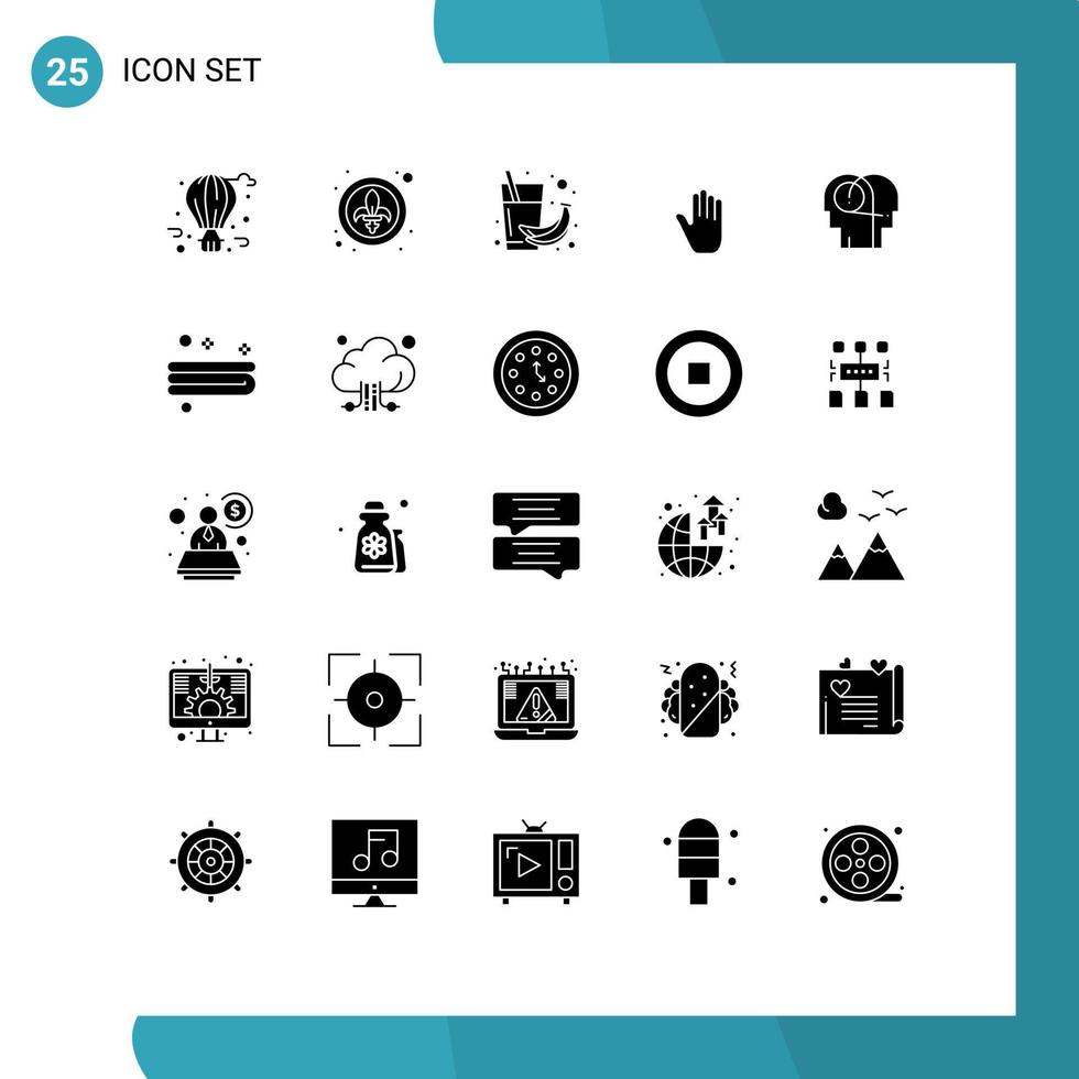 uppsättning av 25 modern ui ikoner symboler tecken för bättre hand banan gester juice redigerbar vektor design element