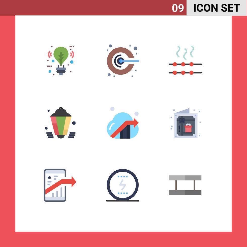 uppsättning av 9 modern ui ikoner symboler tecken för moln dekoration mat eid lampa redigerbar vektor design element