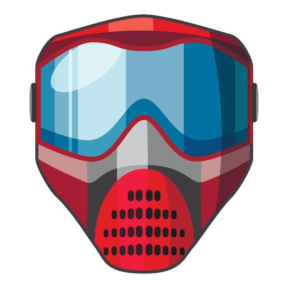röd mask för paintball ikon, tecknad serie stil vektor