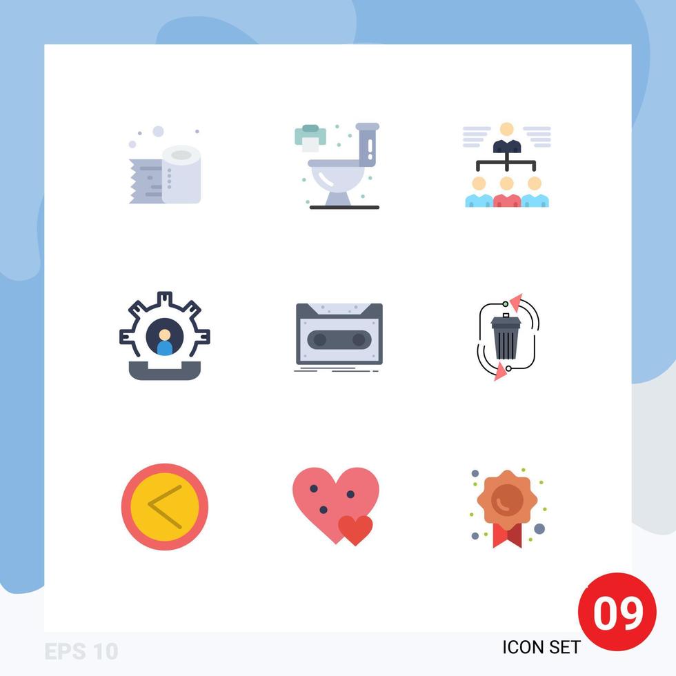 modern uppsättning av 9 platt färger pictograph av kassett telefon team hjälp kommunikation redigerbar vektor design element
