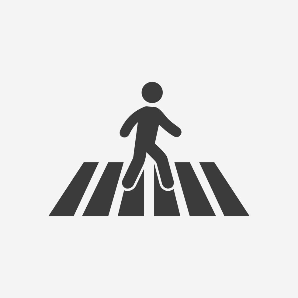 Zebrastreifen Fußgänger, menschlicher Spaziergang Symbol Vektor isoliert Symbol Zeichen