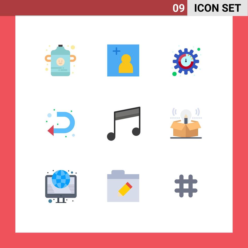uppsättning av 9 kommersiell platt färger packa för låda musik inställningar media vänster redigerbar vektor design element