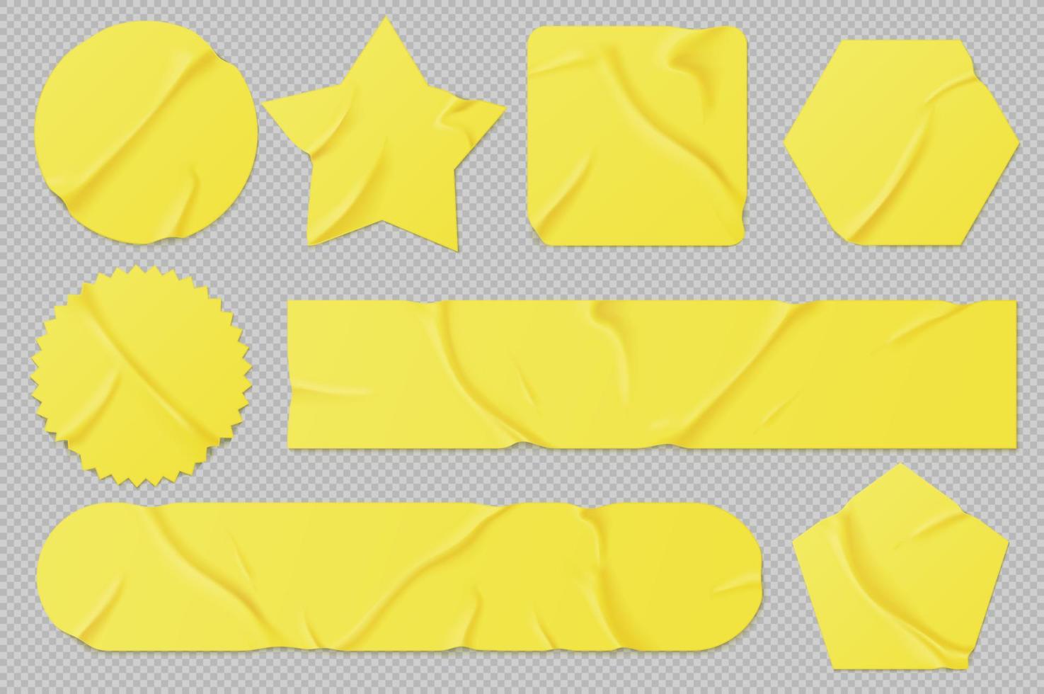 gul papper klistermärken, lim plåster och band vektor