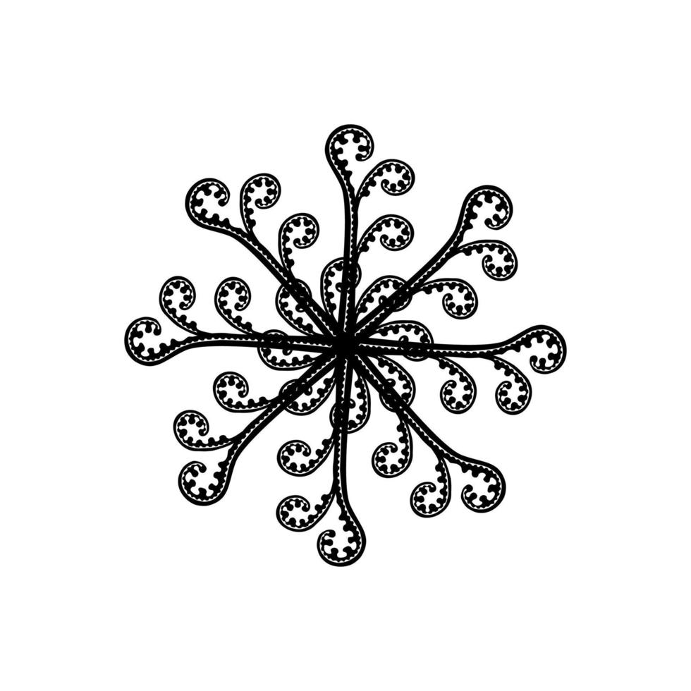 cirkel formad tillverkad från ormbunke växt silhuett sammansättning. modern samtida mandala för logotyp, utsmyckad, dekoration eller grafisk design. vektor illustration