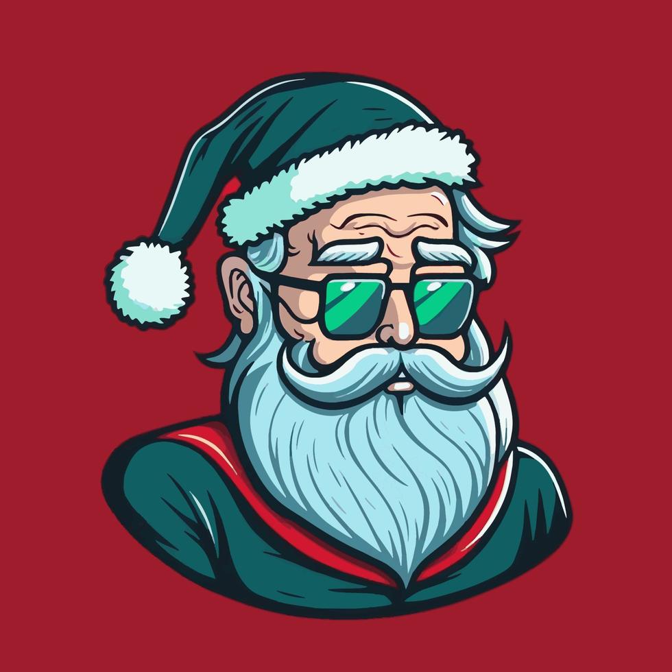 illustration für weihnachten weihnachtsmann logo cartoon maskottchen frohe weihnachten und guten rutsch ins neue jahr grußkarte vektor