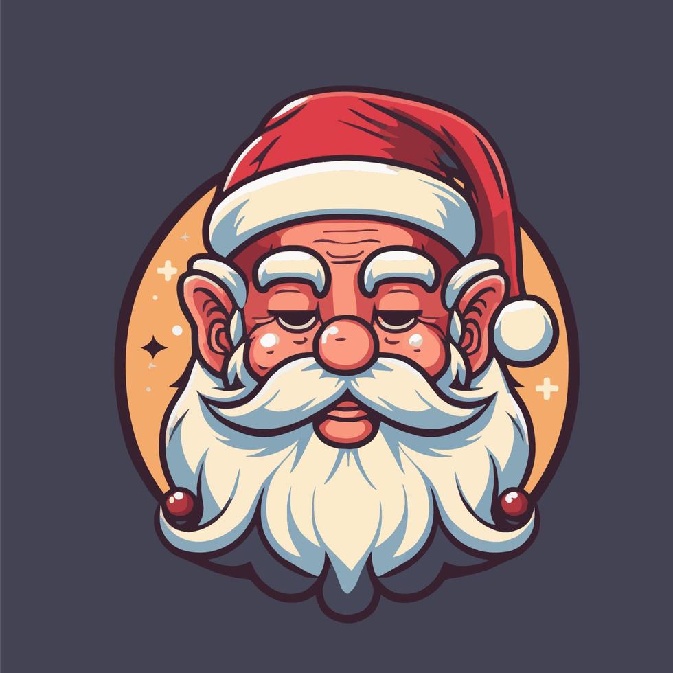 illustration för jul santa claus logotyp tecknad serie maskot glad jul och Lycklig ny år hälsning kort vektor