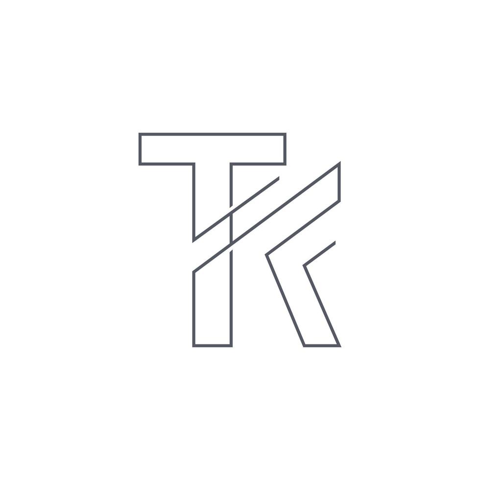 anfänglicher tk-Typografie-Logo-Designvektor. vektor