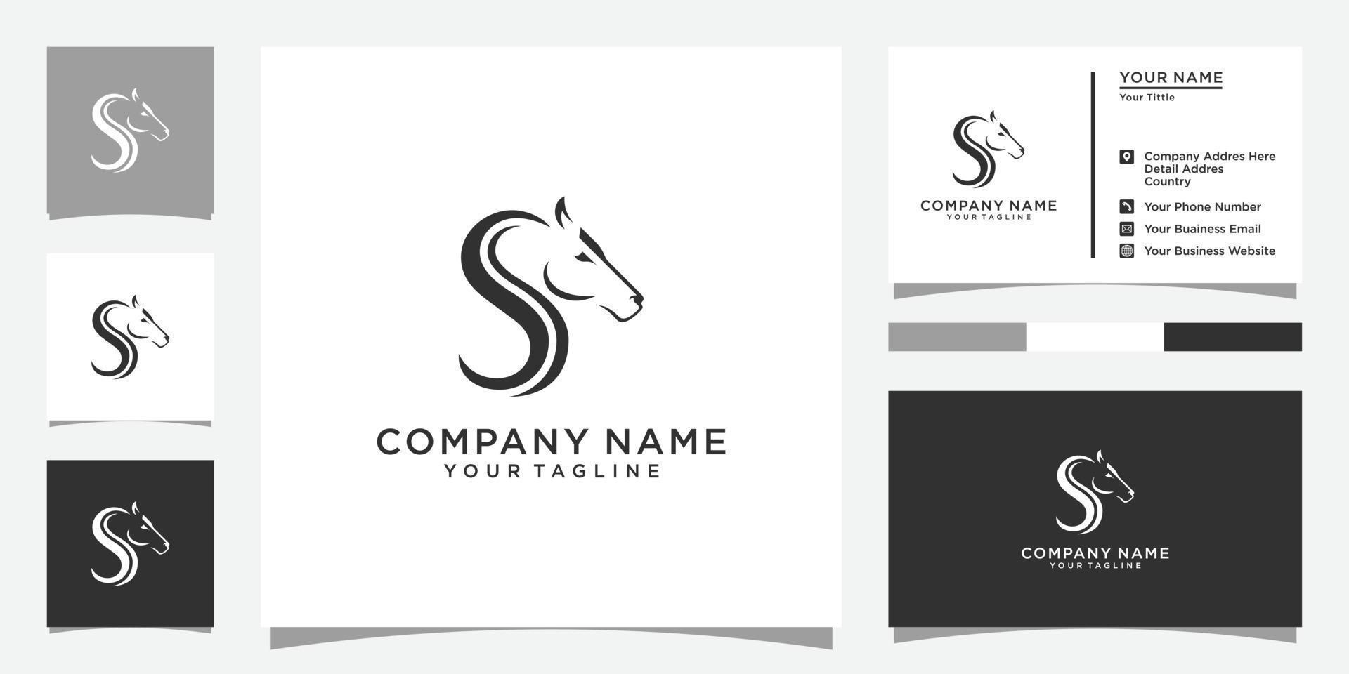 första brev s med häst vektor logotyp design begrepp.