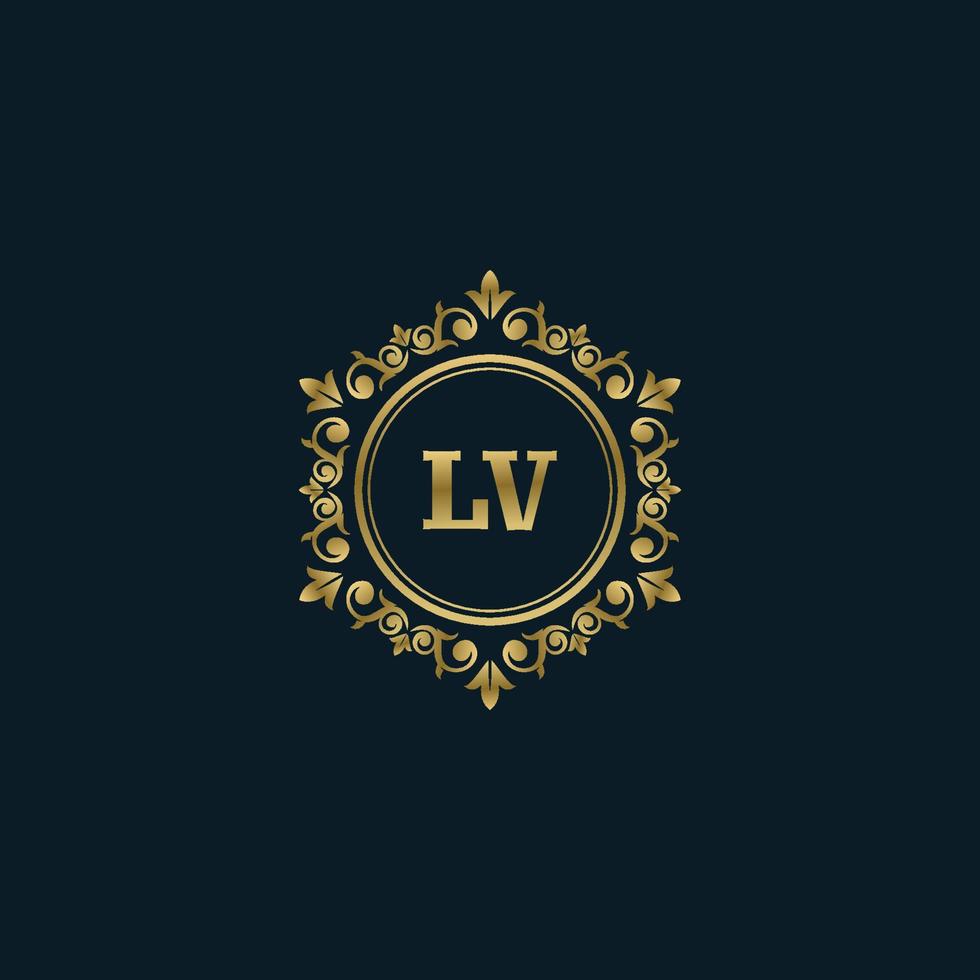 brev lv logotyp med lyx guld mall. elegans logotyp vektor mall.