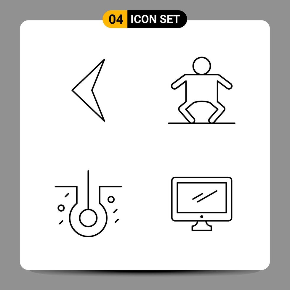 Umrisssymbole mit 4 schwarzen Symbolen für ansprechende Designs auf weißem Hintergrund 4 Symbole setzen kreativen schwarzen Symbolvektorhintergrund vektor