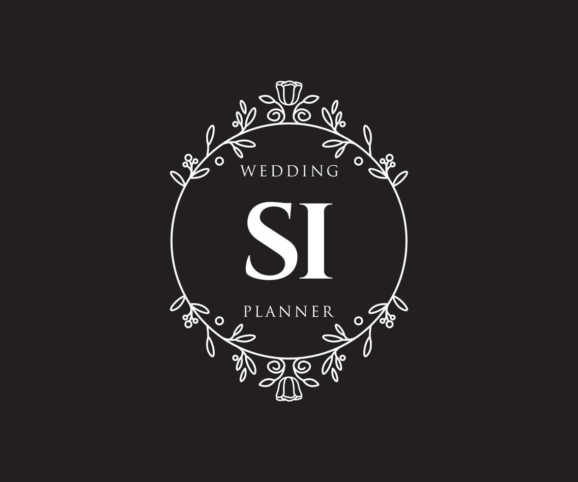 si initialer brev bröllop monogram logotyper samling, hand dragen modern minimalistisk och blommig mallar för inbjudan kort, spara de datum, elegant identitet för restaurang, boutique, Kafé i vektor