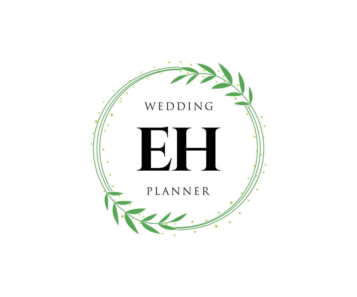 eh initials brief hochzeitsmonogramm logos sammlung, handgezeichnete moderne minimalistische und florale vorlagen für einladungskarten, save the date, elegante identität für restaurant, boutique, café im vektor