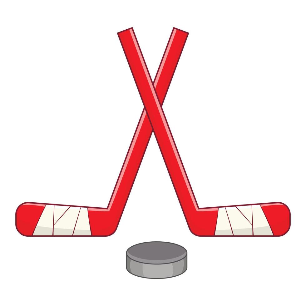 Sticks und Puck-Symbol, Cartoon-Stil vektor