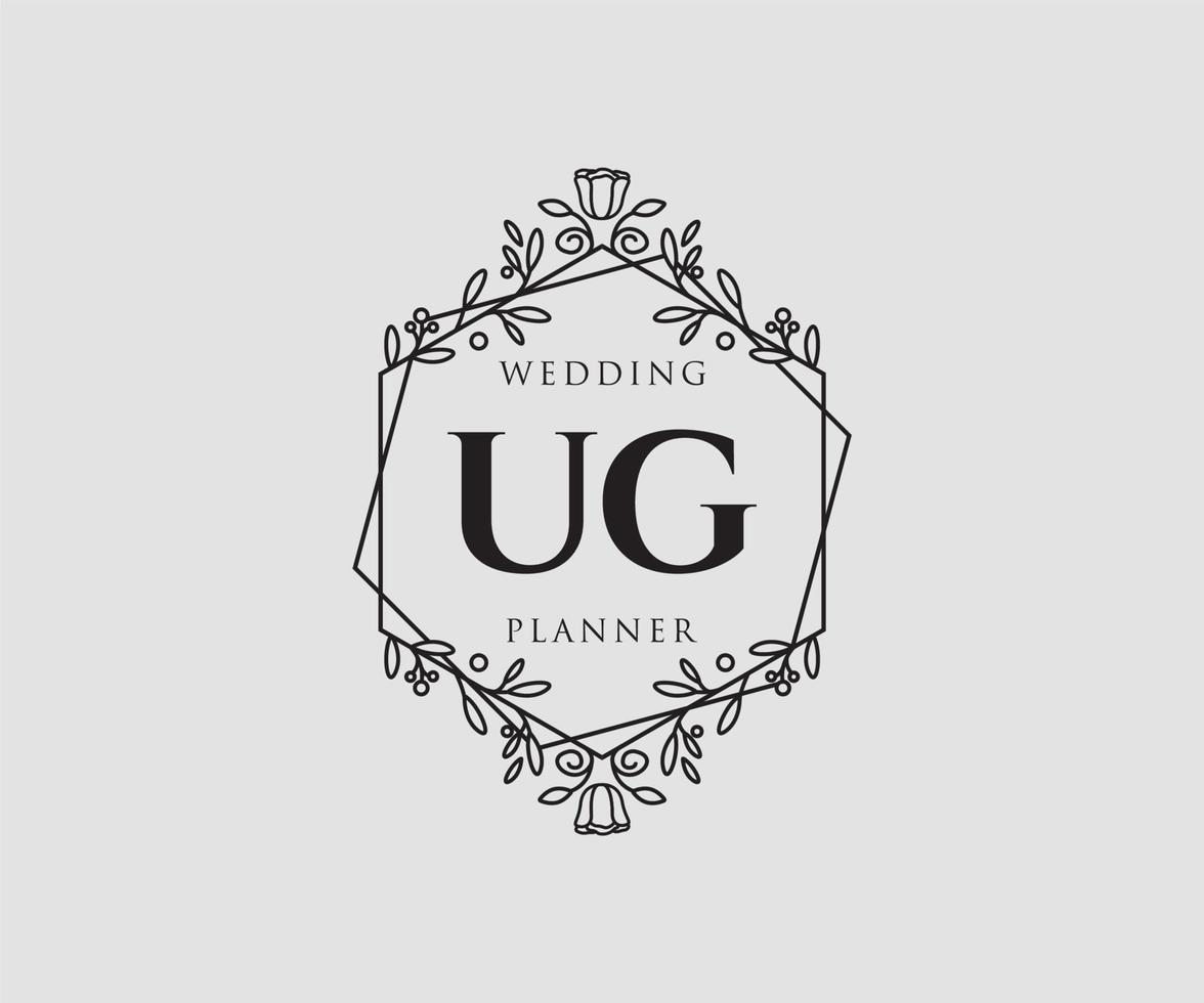 ug initialen brief hochzeit monogramm logos sammlung, handgezeichnete moderne minimalistische und florale vorlagen für einladungskarten, save the date, elegante identität für restaurant, boutique, café im vektor