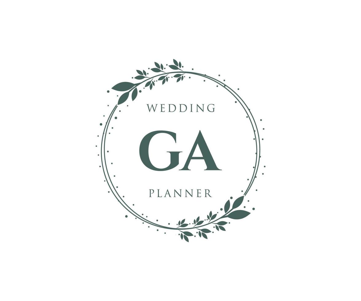 ga initialen brief hochzeitsmonogramm logos sammlung, handgezeichnete moderne minimalistische und florale vorlagen für einladungskarten, save the date, elegante identität für restaurant, boutique, café im vektor