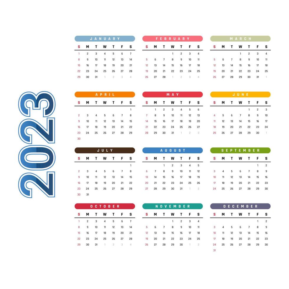 kalender mall 2023 enkel minimalistisk mall design vektor