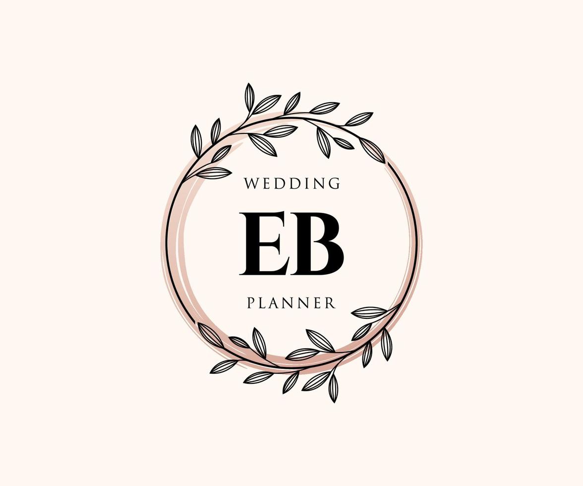 eb initials brief hochzeitsmonogramm logos sammlung, handgezeichnete moderne minimalistische und florale vorlagen für einladungskarten, save the date, elegante identität für restaurant, boutique, café im vektor