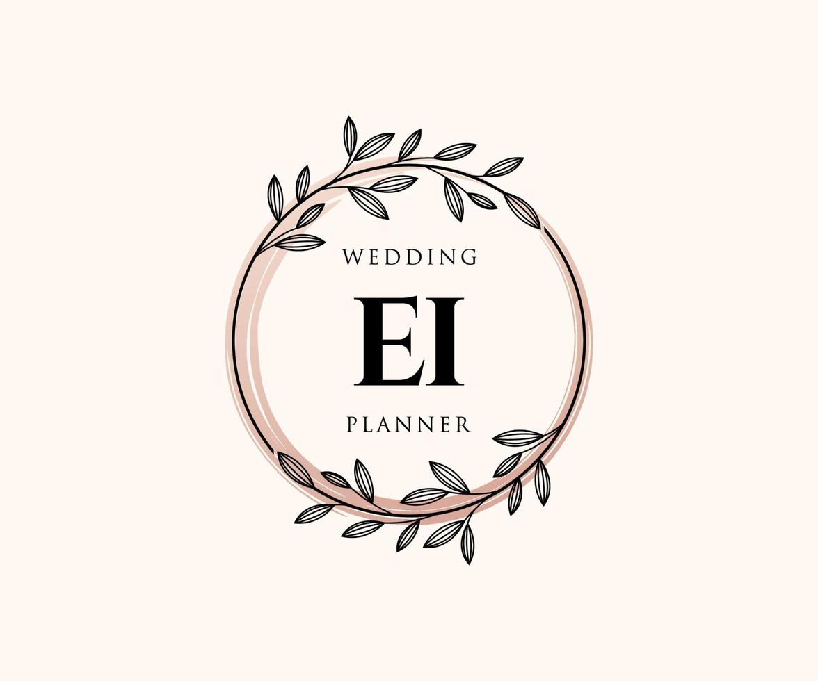 ei initialen brief hochzeitsmonogramm logos sammlung, handgezeichnete moderne minimalistische und florale vorlagen für einladungskarten, save the date, elegante identität für restaurant, boutique, café im vektor