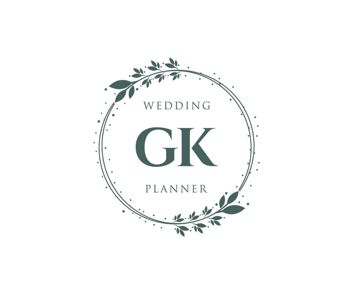 gk initialen brief hochzeitsmonogramm logos sammlung, handgezeichnete moderne minimalistische und florale vorlagen für einladungskarten, save the date, elegante identität für restaurant, boutique, café im vektor