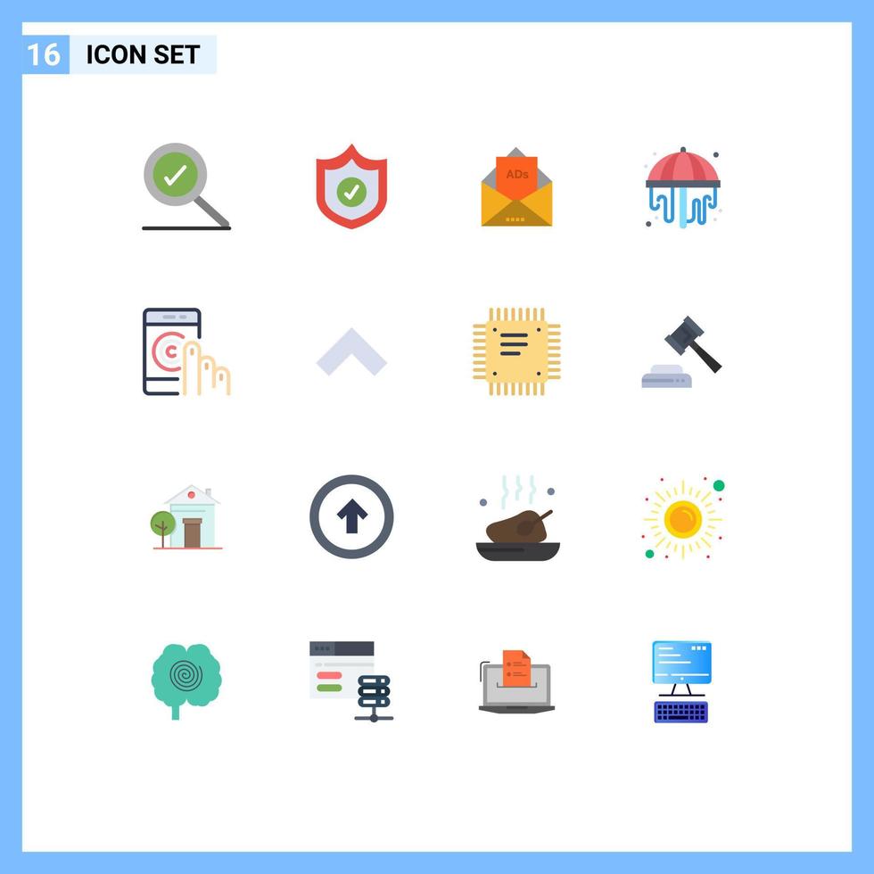 16 universelle flache Farben für Web- und mobile Anwendungen Smartphone Kontakt E-Mail Click Park editierbares Paket kreativer Vektordesign-Elemente vektor