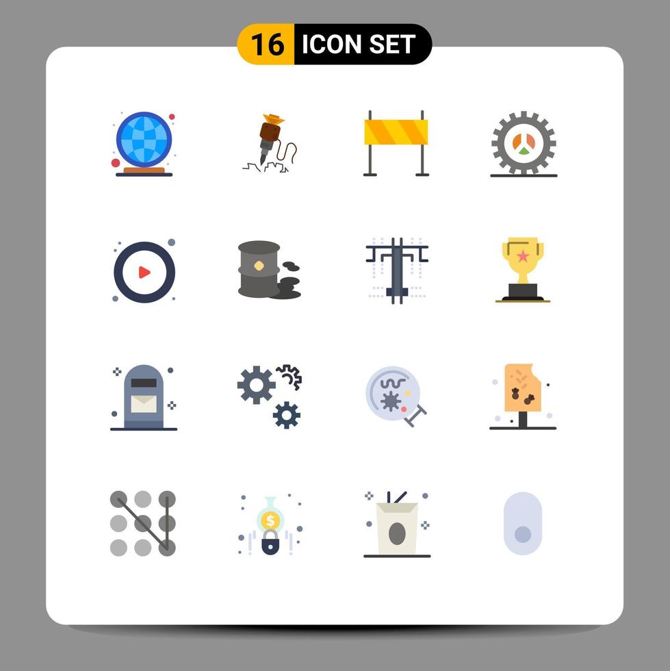 16 universelle flache Farbzeichen Symbole für Webdesign-SEO-Tool-Optionen Hindernis editierbares Paket kreativer Vektordesign-Elemente vektor