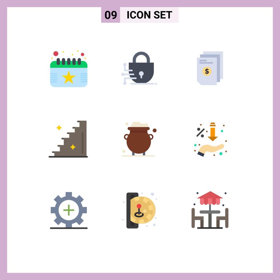 9 thematische flache Vektorfarben und bearbeitbare Glückssymbole für Glücksdateien Treppe Boden bearbeitbare Vektordesign-Elemente vektor