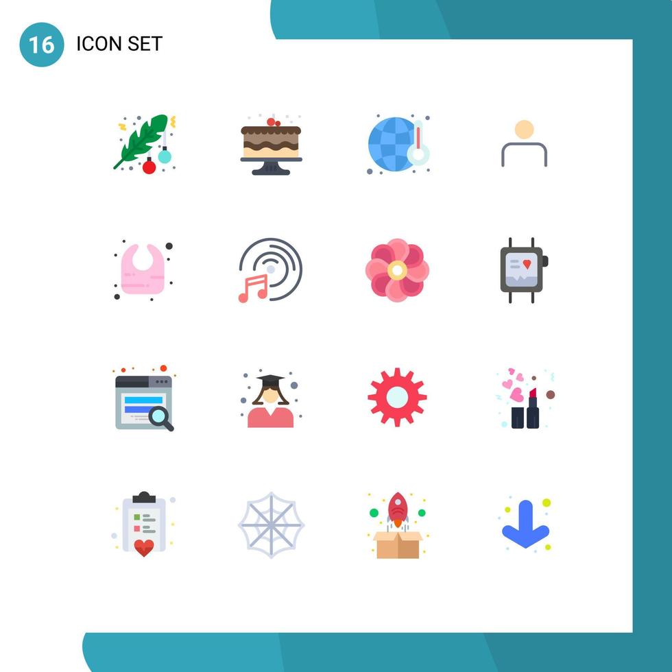 piktogram uppsättning av 16 enkel platt färger av användare profil fest människor värld redigerbar packa av kreativ vektor design element